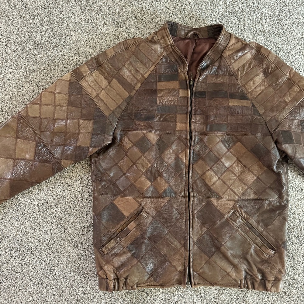 Vintage Brown Patchwork Bomber Jacket - image 2